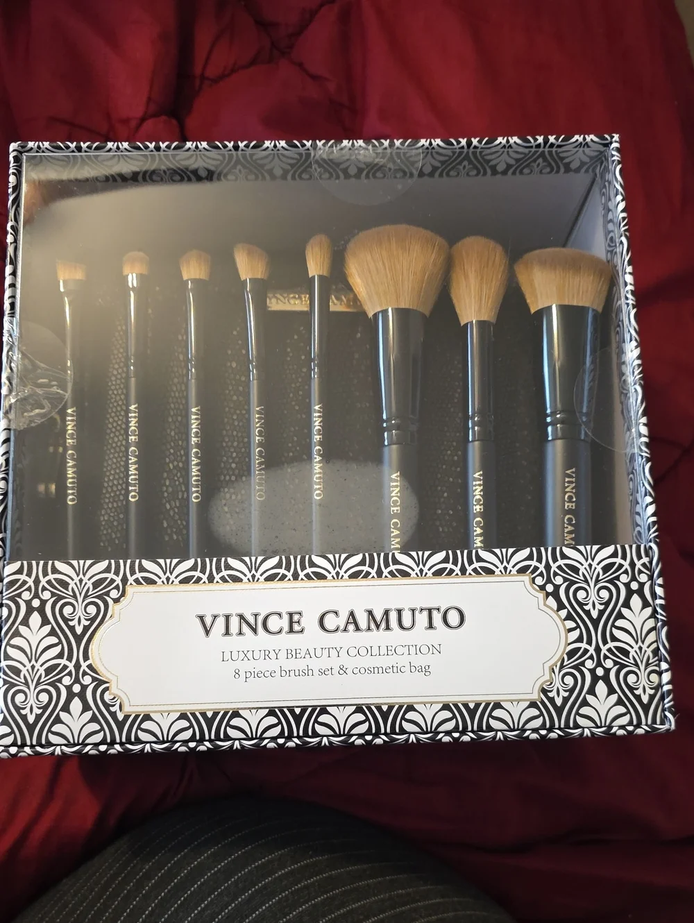 Vince Camuto Black and Brown 8-Piece Makeup Brush Set
